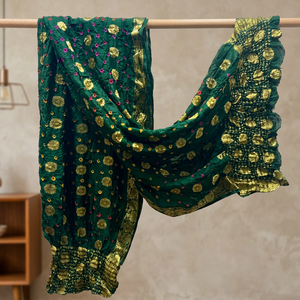 Cache-cou en soie de haute qualité pour femmes, brodé, style Banarasi Bandhani, couleur personnalisée, respirant, léger, long - Product Image 2
