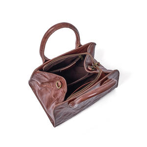 Bolso Bandolera de Cuero Genuino Estilo Vintage Otoño/Invierno, Bolso Tote de Gran Capacidad, Bolso de Mano de Piel Vacuna Escarchada, a la Moda para Damas - Product Image 5
