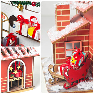 Casa de Navidad de Madera de Alta Calidad, Mini Taller de Santa Claus, Modelo de Cabaña Hecho a Mano, Manualidad de Ensamblaje, Decoración Navideña para Mesa, Regalo para Niños - Product Image 4