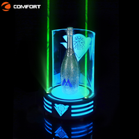 Présentoir de bouteilles de vin LED rechargeable, recyclable et écologique avec effet lumineux