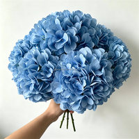 Bunga Hydrangea Sutra Biru Premium L-200 Tangkai Tunggal untuk Latar Belakang Pernikahan & Perlengkapan Dekorasi Grosir