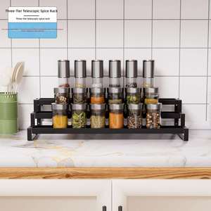 3-Tier Expandable Spice Rack <b>for</b> <b>Kitchen</b> Cabinet Metal Metal Display Shelves <b>for</b> Jars Bottles - Product Image 4