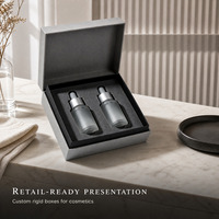 Boîte cadeau en carton rigide gris avec couvercle et base, logo personnalisé, estampage à chaud argenté pour emballage de bijoux, vente en gros OEM