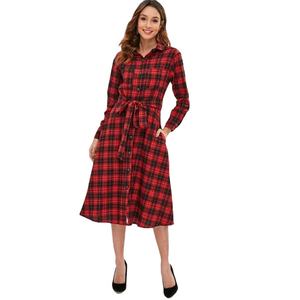 <span class=keywords><strong>Abito</strong></span> Camicia a Quadri KY Checks in <span class=keywords><strong>Cotone</strong></span>, Stile Varsity, Maniche Lunghe, Colletto Rovesciato, <span class=keywords><strong>Rosso</strong></span>, con Tasche - Product Image 1