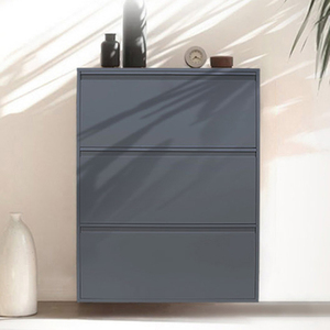 Steel <b>Shoe</b> Cabinet Wall Mounted Multi Layer Storage Rack <b>For</b> Entryway Home Use Solid Color Rectangle Design - Product Image 1