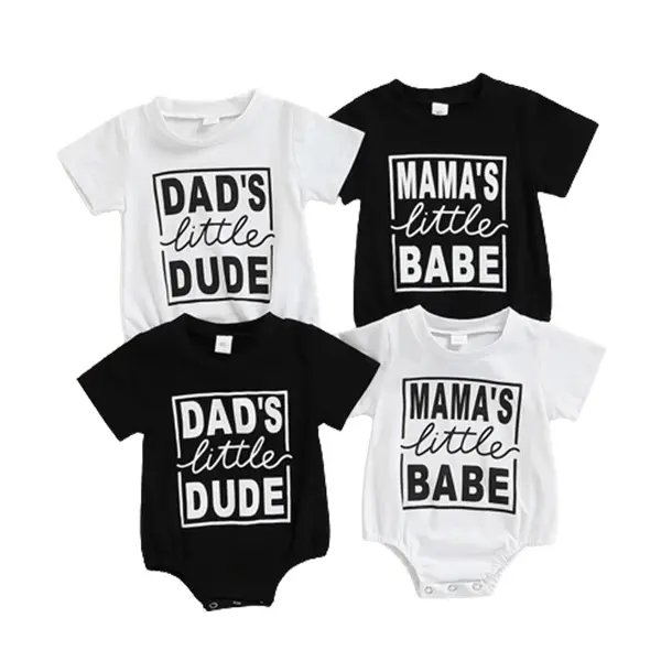 MAMA Father Day Babe Short Sleeve Girls One Piece Boys Baby Romper