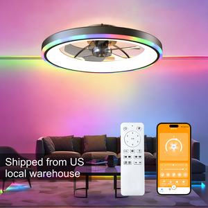 พัดลมเพดานติดเพดานแบบฝังขนาด 23.6 นิ้ว พร้อมไฟ LED RGB 3CCT ปรับความเร็วได้ 6 ระดับ สำหรับห้องนอน ห้องนั่งเล่น สีดำ - Product Image 1
