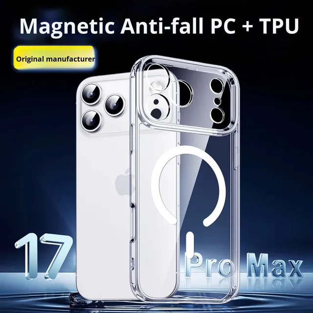 For 17 Pro Max Magnetic Suction Transparent Mobile Phone Case for 16/15/13 Models with Full Body Design and Precise Holes