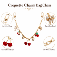 Schattig kersen strik hart charme tas ketting portemonnee riem handtas decoratie hanger zinklegering verguld coquette esthetiek tas charme