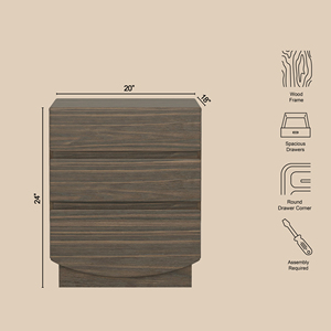 Nightstand In <b>Walnut</b> Wood Storage Unit For Bedroom Furniture - Product Image 4