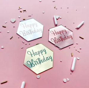 Vendita Diretta di Fabbrica di Decorazioni per Torte di <span class=keywords><strong>Compleanno</strong></span> - Pezzi Decorativi a Forma di Cuore Esagonale e Specchio per Cupcake - Product Image 1