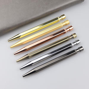 Stylos en laiton rose doré brillant de luxe, matériau en cuivre, forme hexagonale, stylo à bille à action par clic - Product Image 2