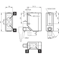 Capteur laser diffuse LHT41M0.2G3-T3 avec suppression de l'arrière-plan, capteurs à suppression d'arrière-plan