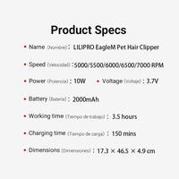 Tondeuse à poils d'animaux LILIPRO EagleM Professional 5 en 1, tondeuse électrique silencieuse pour chien, tondeuse sans fil pour chat, produit de toilettage avec écran LCD