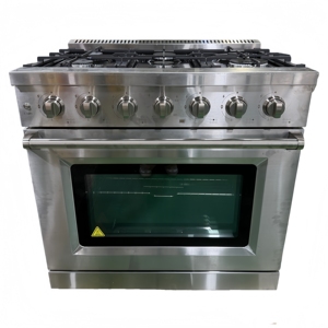 36 pouces 5,5 pieds cubes Cuisinière à gaz autonome avec grill, 6 brûleurs en aluminium et four à convection, porte en verre triple couche, grilles en fonte - Product Image 6