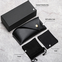 Étui en cuir PU souple avec logo personnalisé avec pochette et tissu pour lunettes de soleil, ensemble de lunettes de lecture optique