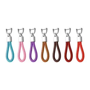 Thời trang tay dệt da xe Keychain có thể tháo rời Kim Loại Xoay móng ngựa khóa da Móc chìa khóa cho nam giới Quà Tặng