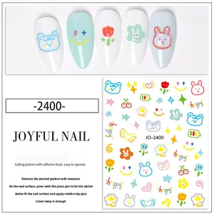 Kawaii Charm selbstklebende Nageldekoration 3D Anime Nagel-Aufkleber Cartoon Graffiti Katzenbogen herzförmiger Nagel-Aufkleber