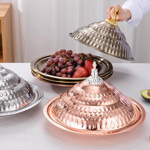 Plato de Cena de Acero Inoxidable 410 de Varios Tamaños, Vajilla, Plato <span class=keywords><strong>para</strong></span> <span class=keywords><strong>Banquetes</strong></span> y Buffets con Tapa, Bandeja <span class=keywords><strong>para</strong></span> Servir <span class=keywords><strong>para</strong></span> Restaurante y Hotel - Product Image 4