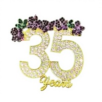 Broche personnalisable en strass violet pour le 35e anniversaire de la sororité grecque Delta, bijou en perles et strass