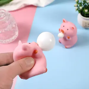 減圧おもちゃバブル吹く豚オフィスストレスリリーフハンドピンチボール子供用バブル豚ベントスクイーズおもちゃぬいぐるみ