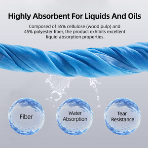 ผ้าเช็ดทำความสะอาดอุตสาหกรรม WIPESTAR สีน้ำเงิน ขนาดใหญ่ แบบม้วน ผลิตจากวัสดุเยื่อไม้ PP 870 ชิ้น/ม้วน สำหรับทำความสะอาดและซับน้ำมัน - Product Image 2