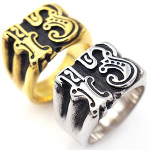 Bague de motard en acier inoxydable étanche, numéro 13, porte-bonheur, en or massif, gravée, bijou signet 13 - Product Image 2