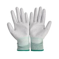Guantes de Protección de Fibra de Carbono ESD para Cuarto Limpio Electrónico, Recubiertos de PU Blanco Antiestático de Alta Sensibilidad, Calibre 15