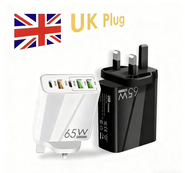 High Quality 65 W USB Charger with 5 USB Port 3 USB & 2 USB-C PD Fast Wall Charger