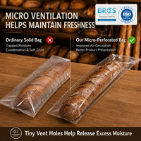Sacs à pain micro-perforés respirants pour la conservation des aliments, emballage alimentaire sûr en PE pour boulangerie, vente en gros