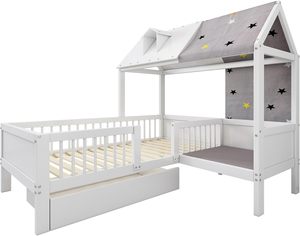 Meubles <span class=keywords><strong>de</strong></span> chambre à coucher, lits en <span class=keywords><strong>bois</strong></span> pour enfants, barrières, <span class=keywords><strong>lit</strong></span> Montessori pour tout-petits, <span class=keywords><strong>lit</strong></span> surélevé, <span class=keywords><strong>lit</strong></span> plateforme complet, <span class=keywords><strong>lit</strong></span> <span class=keywords><strong>de</strong></span> maison pour bébé <span class=keywords><strong>blanc</strong></span> - Product Image 2