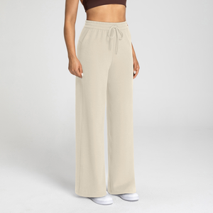 <span class=keywords><strong>Pantalon</strong></span> droit en <span class=keywords><strong>velours</strong></span> pour femmes, taille haute, ample, avec cordon de serrage, chaud, décontracté, sport, fitness, yoga - Product Image 2