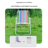 Vente en gros de chaise pliante d'extérieur à ressort, légère et portable pour l'été, plage, pelouse, pique-nique, dossier pliable à rayures, chaise de camping