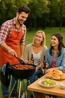 Gril à charbon de bois en céramique de style Kamado, fumoir BBQ en forme d'oeuf pour la torréfaction en plein air