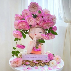 Pot de fleurs <span class=keywords><strong>original</strong></span> en polyrésine, buste de jeune fille aux yeux fermés, visage de femme rêveuse, pot de plante en résine artistique unique, <span class=keywords><strong>cadeau</strong></span> de pendaison de crémaillère - Product Image 2