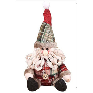 Cute Christmas Fat Snowman and Reindeer Plush Doll with Button Hanging Ornament Decoration for Christmas <b>Tree</b> Plaid Style - Product Image 6