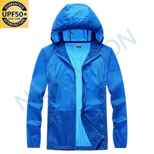 Veste coupe-vent imperméable à capuche pour homme, haut de gamme, avec logo personnalisé, patchwork, automne, protection solaire - Product Image 5