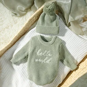 Ciao <span class=keywords><strong>mondo</strong></span> a maglia pagliaccetto fotografico neonato con cappello sfarzo abbinata maglioni per bambine e bambine - Product Image 5