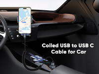 Câble rétractable Type C vers Type C 60W à prix d'usine, charge rapide 20V 3A, gaine en nylon pour utilisation en voiture, pour téléphone et tablette