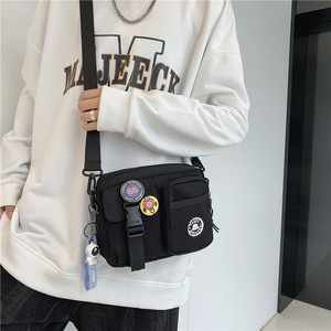 Casual Crossbody <strong>Bag</strong> Women's Sports Medium Harajuku Style Single-Shoulder Student <strong>Mobile</strong> Phone Canvas Zipper Closure Chest <strong>Bag</strong> - Product Image 1