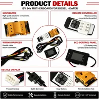 Kit de carte de commande universelle pour chauffage de stationnement diesel 12V 24V avec écran LCD, télécommande et faisceau de câblage