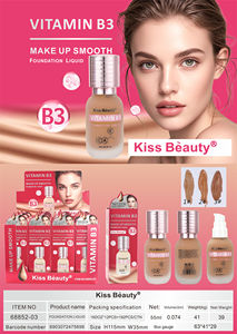 Fond de teint liquide Kiss Beauty New Makeup Smooth 55 ml, contrôle du sébum, soyeux, vitamine B3, naturel, tenue 24h, couleur africaine - Product Image 4