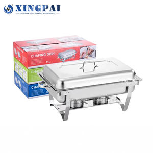 Xingpai वाणिज्यिक खानपान उपकरण रेस्तरां 11l चांदी की बफेट भोजन गर्म आधुनिक डिजाइन सोने आयताकार चैफिंग व्यंजन - Product Image 5