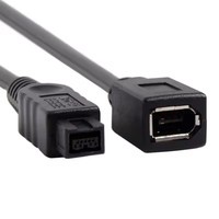 Adaptateur de câble noir IEEE 1394 6 broches femelle vers 1394b 9 broches femelle FireWire 400 à 800 pour se connecter à un ordinateur ou un appareil photo numérique