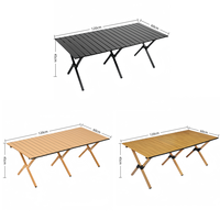 Tragbarer Klappbarer Campingtisch mit Kohlenstoffstahl-Dreifuß Rechteckige Form für 4 Personen Aufrollbares Design für Outdoor-Picknick BBQ