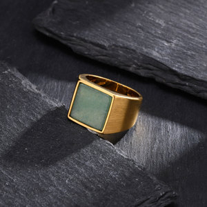 18K oro placcato turchese anello con sigillo per gli uomini stile Vintage <span class=keywords><strong>Rock</strong></span> <span class=keywords><strong>Punk</strong></span> con pietra naturale in acciaio inox gioielli - Product Image 3