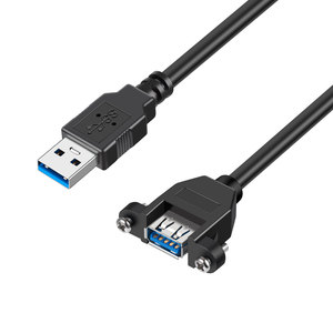 Usb 3.0 Extension Cable Male To Female Adapter Black Flexible With <b>Screw</b> Base <b>Copper</b> Wire - Product Image 1