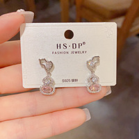 Boucles d'oreilles clous en zircon gourd tendance, plaquées or véritable pour femme, bijoux à succès