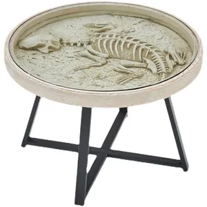 Contemporary Circle Coffee Table Living Room Dinosaur Fossil Small Coffee Tables Accent Table For Home Living