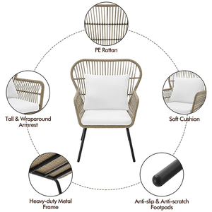 STARRYHEART Luxury Modern Garden <b>Rattan</b> Patio Furniture <b>Set</b> Outdoor Rope Woven <b>Bistro</b> <b>Set</b> - Product Image 2